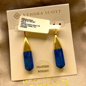 Kendra Scott Freida Drop Earrings In Gold Indigo Dyed Howlite